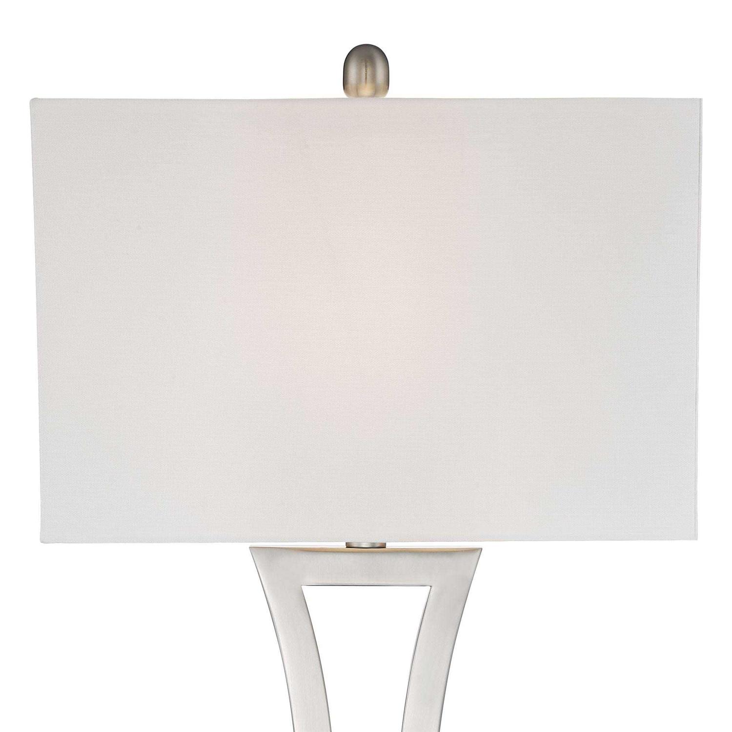 360 Lighting Roxie Modern Table Lamps 31 Tall Set of 2 Brushed Nickel Off White Fabric Rectangular Shade for Bedroom