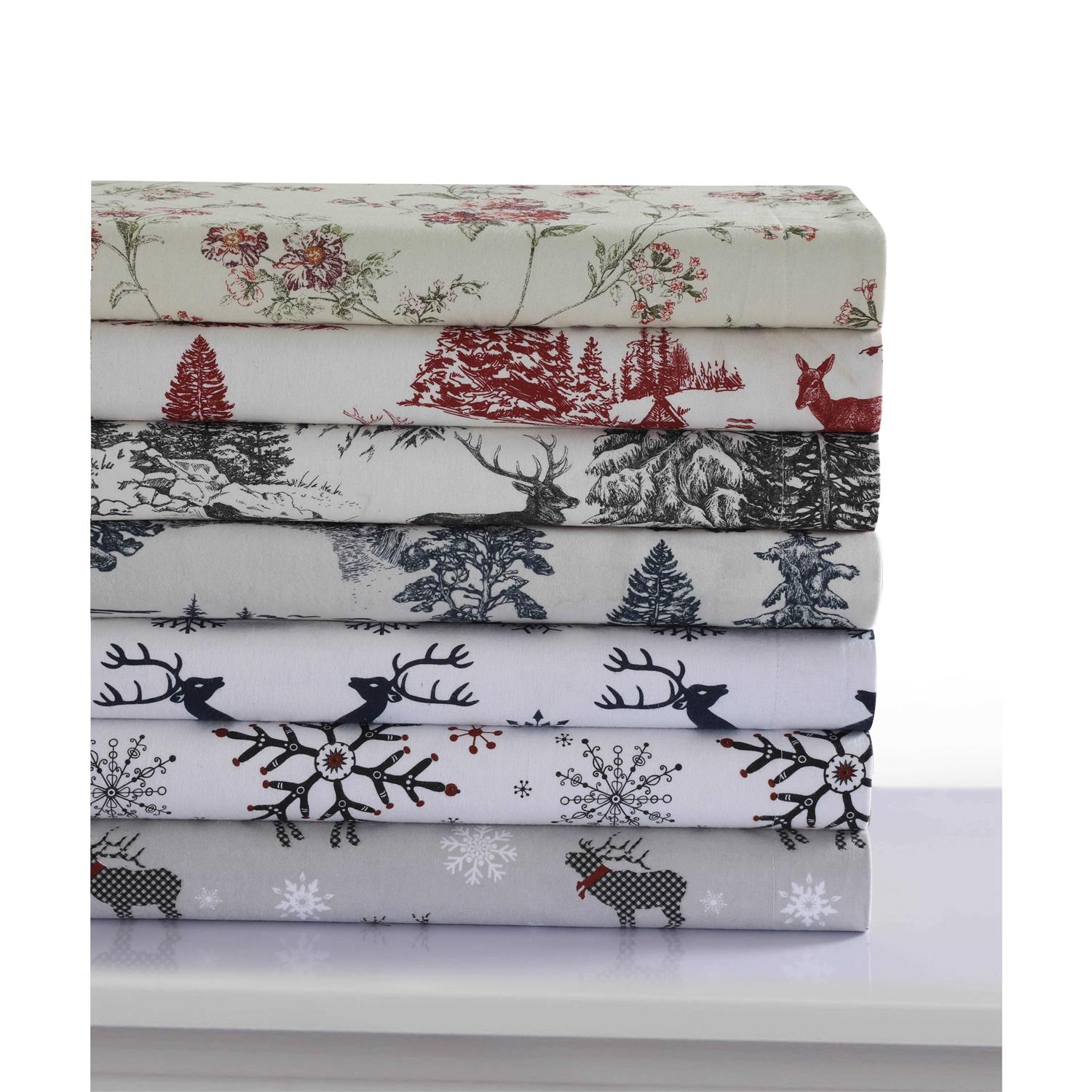 Tribeca Living 200-GSM Heavyweight Flannel Printed Oversized Duvet Cover Set