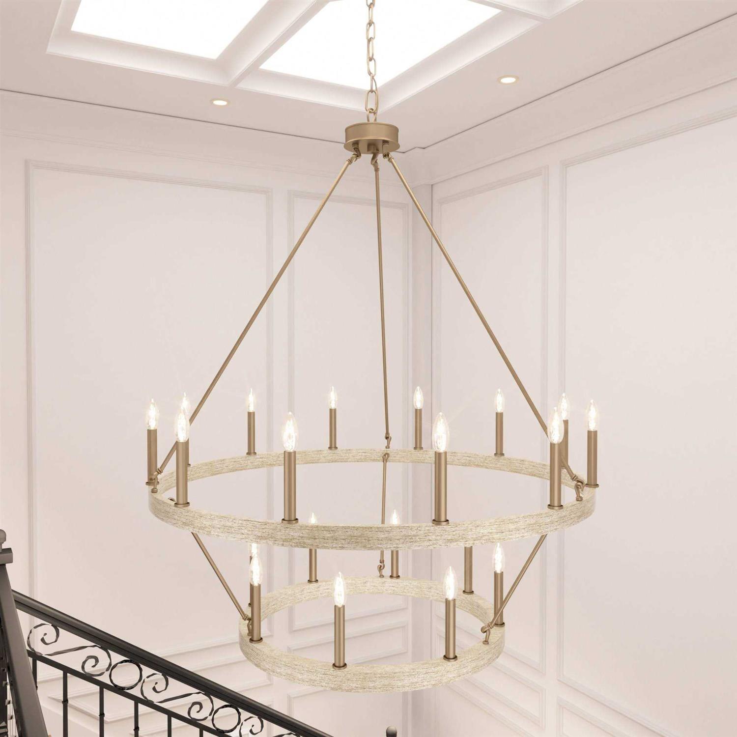 Acroma 20-light Modern Farmhouse 40In Round Wagon Wheel Chandelier