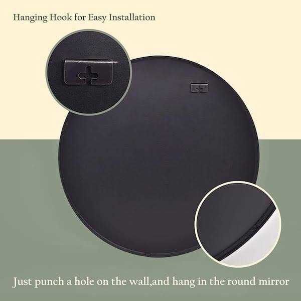 XRAMFY H Round Aluminum Alloy Framed Wall Mirror