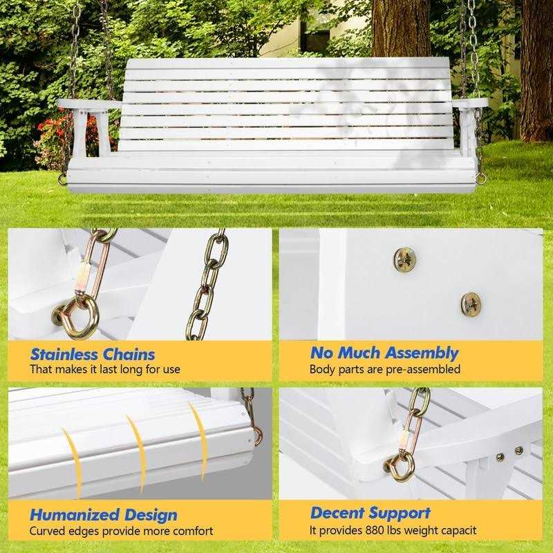 3-person Wood Porch Swing