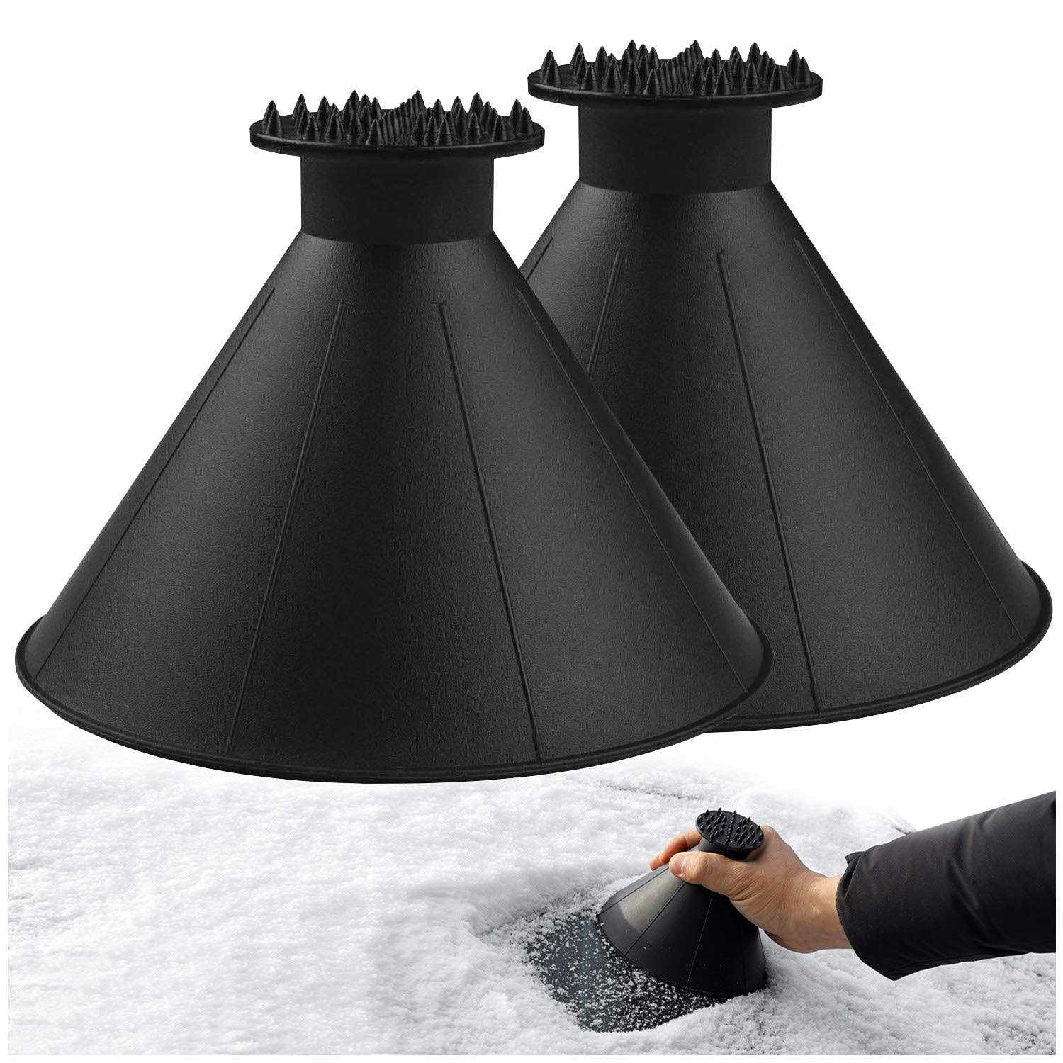 Clesdf Magical Ice Scrapers for Car Windshield 2 Pack Cone Magic Car Ice Scraper with Funnel