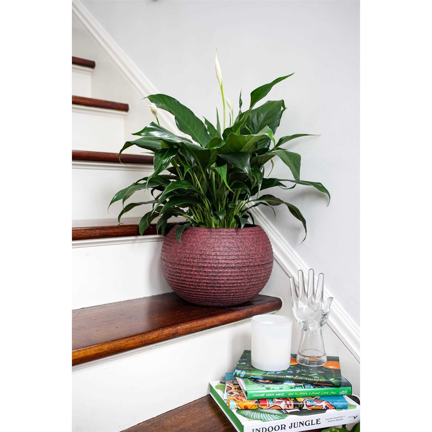 The HC Companies Atlas Sphere Planter Lightweight Decorative Round Indoor Outdoor Plastic Plant Pot for Herbs and Flowers