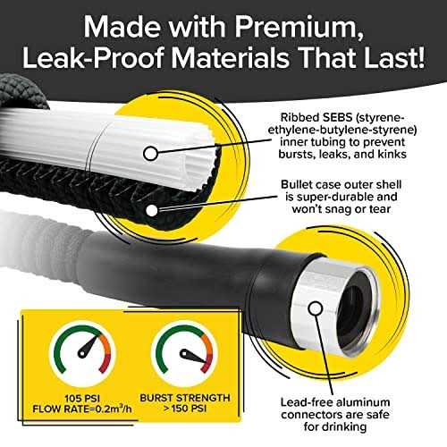 Bulbhead Pocket Hose Silver Bullet 75 ft Turbo Shot Nozzle Multiple Spray Patterns Expandable Garden Hose 3/4 in Solid Aluminum Fittings Lead-Free