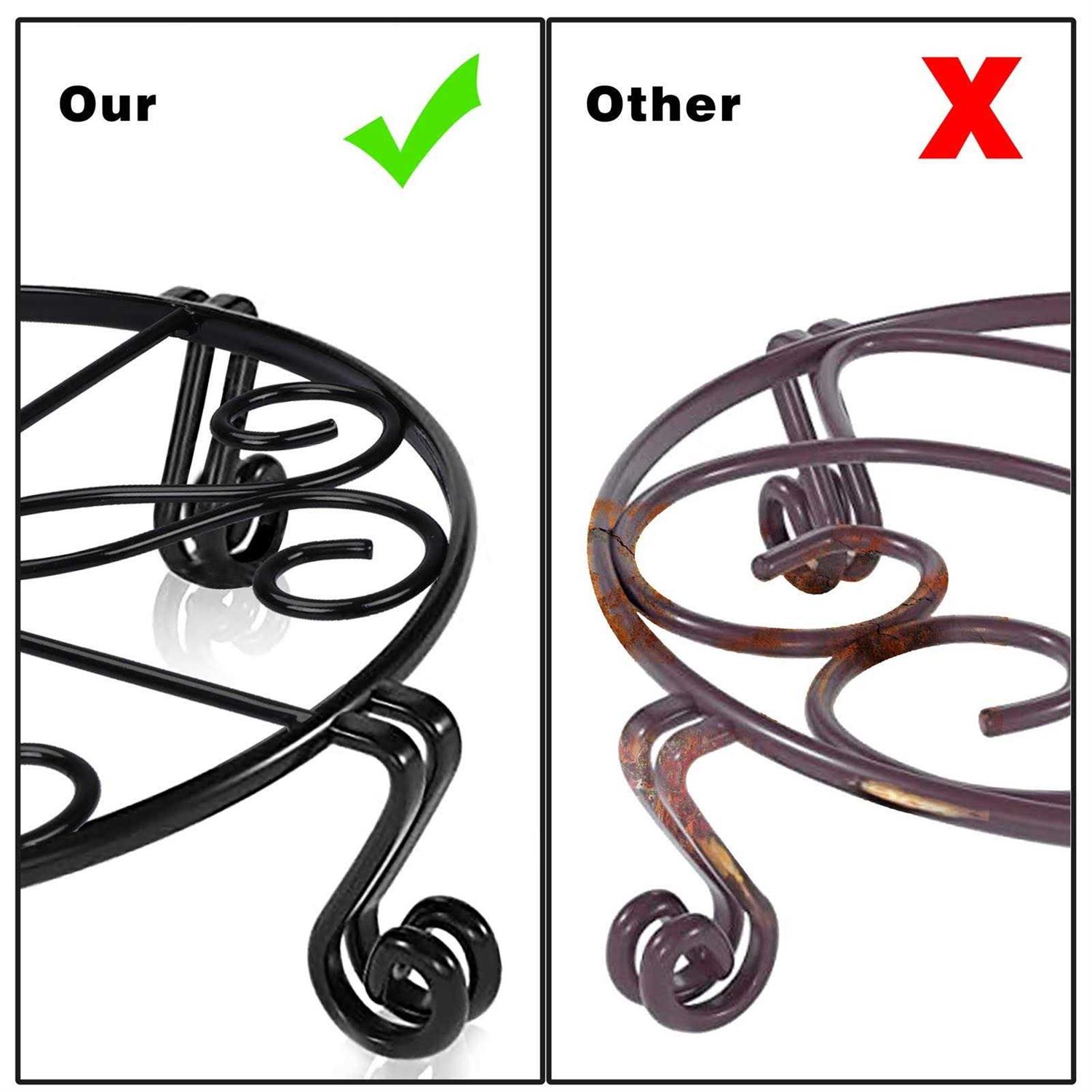 Black Plant Stand for Flower Pot Heavy Duty Potted Holder Indoor Outdoor Metal Rustproof Iron Garden Container Round Supports Rack for Plant