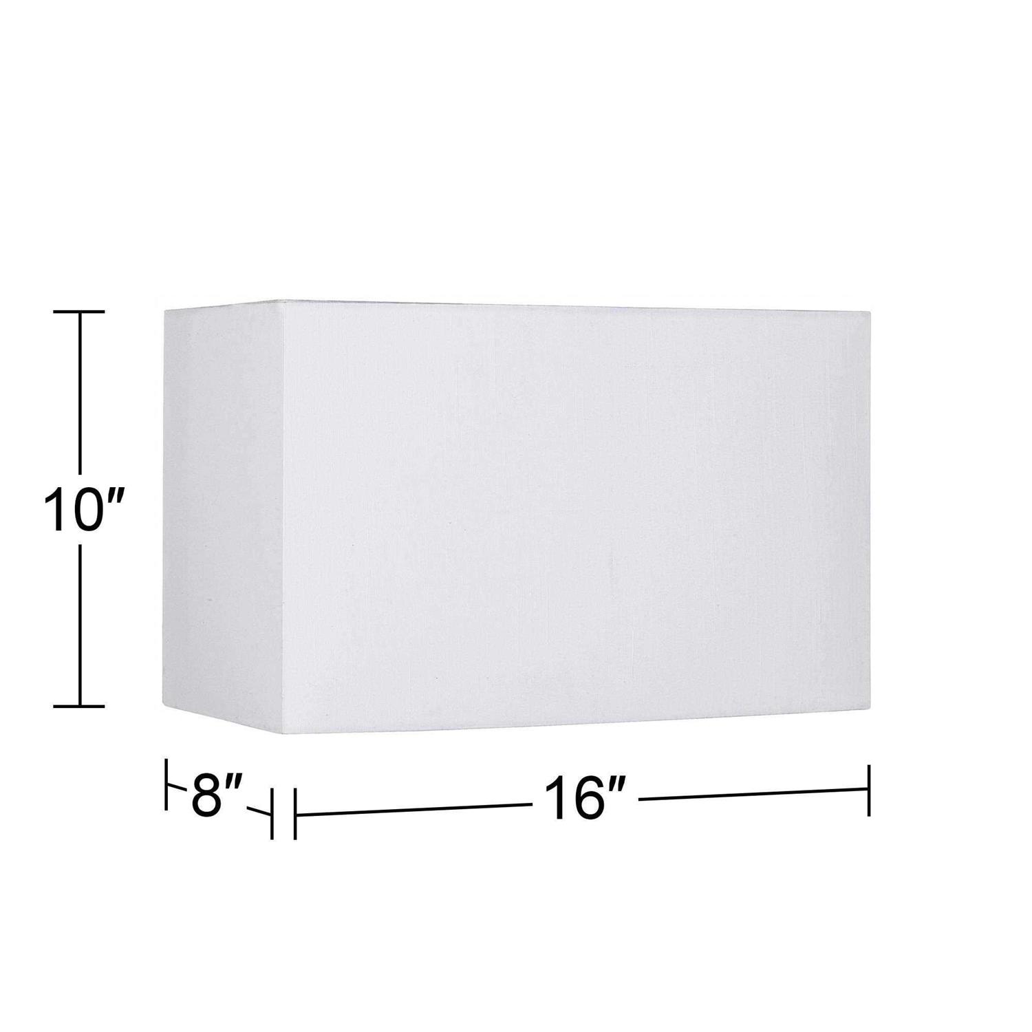 Springcrest White Medium Rectangular Hardback Lamp Shade 16 Wide x 8 Deep x 10 High Replacement with Harp and Finial