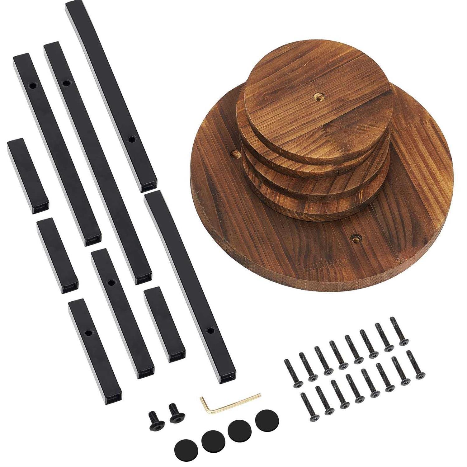 AUGOSTA 3 Tier Plant Stand Tall Metal Wood Shelf Holder for Indoor