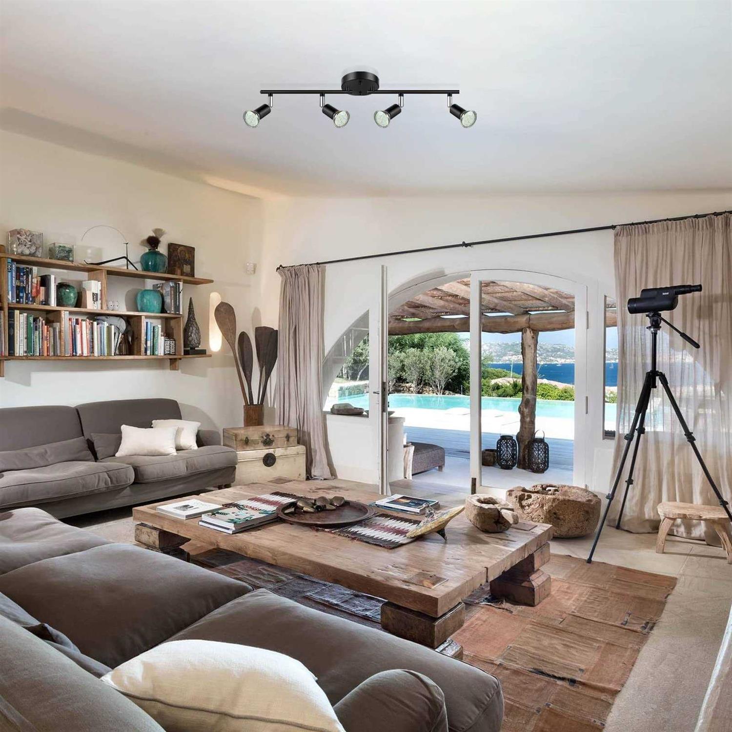 Unicozin LED 4 Light Track Lighting Kit Black 4 Way Ceiling Spot Lighting