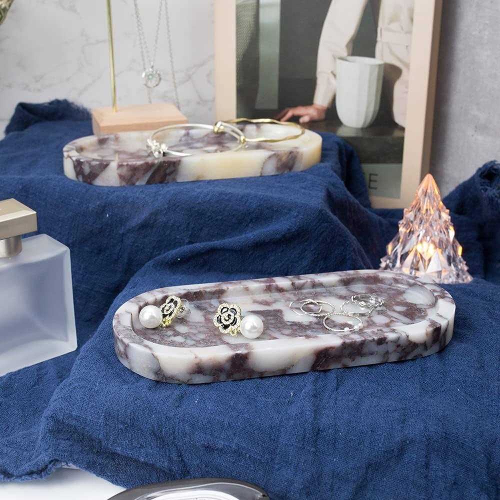100% Natural Luxury Calaccata Viola Marble Small Hand Towel Tray Holder Organizer for Jewelry