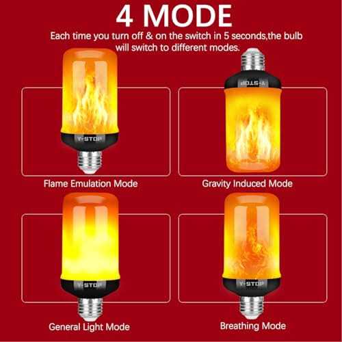 Y- Stop Led Flame Effect Fire Light Bulb Upgraded 4 Modes Flickering Fire Christmas Decorations Lights