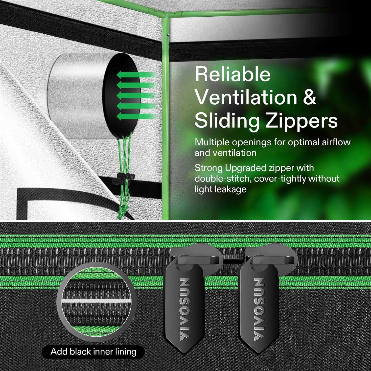 VIVOSUN 48x22x24x22x60x22 Mylar Hydroponic Grow Tent with Observation Window and Floor