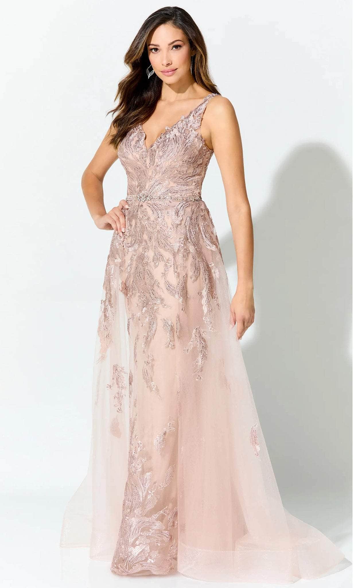 Embellished Overskirt Evening Gown
