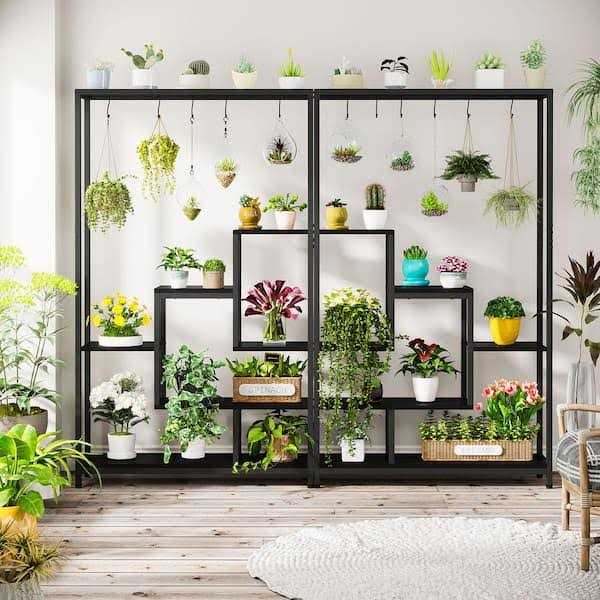 BYBLIGHT Wellston 70.86 5-Tier Wooden Indoor Plant Stand