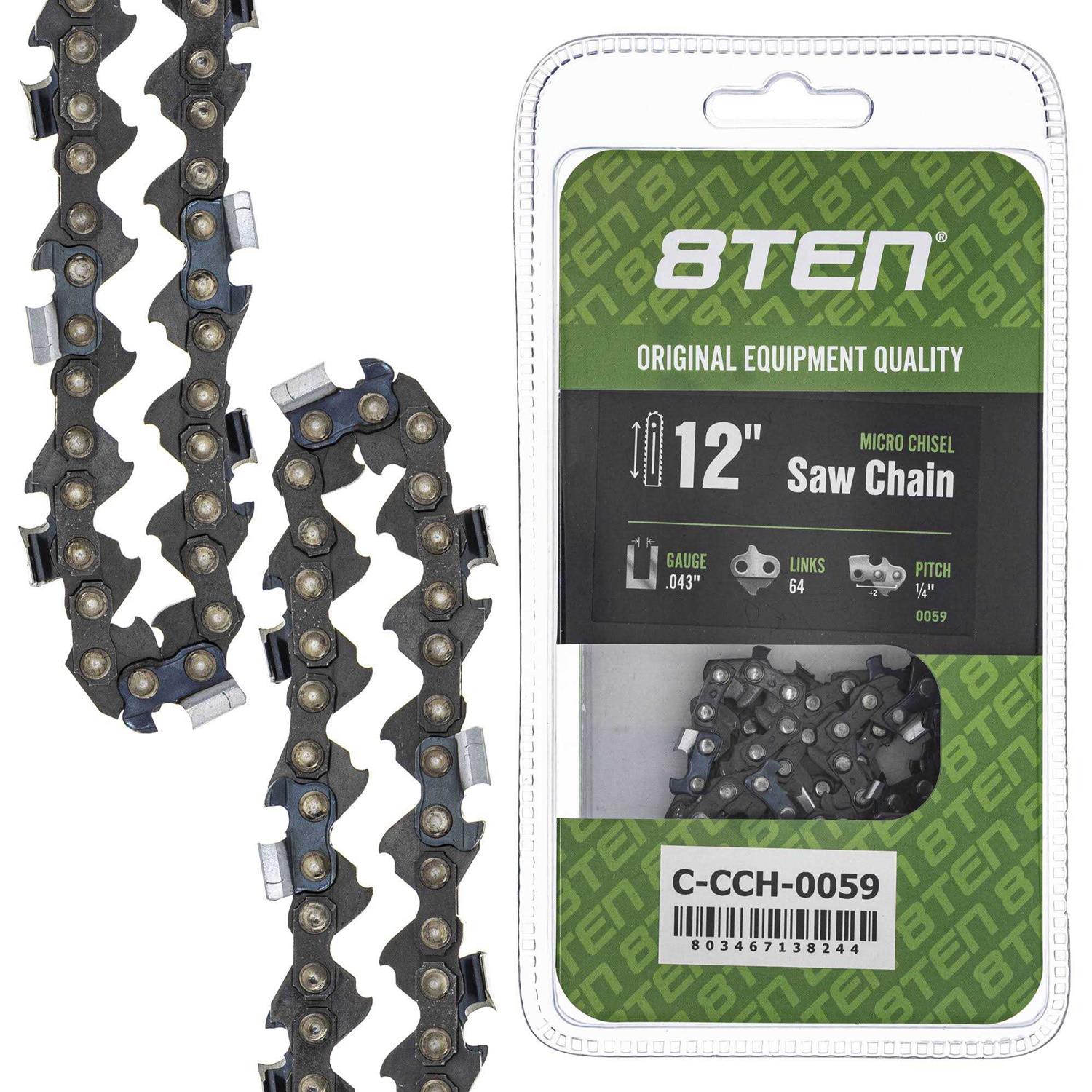 8TEN Micro Chisel Chainsaw Chain 12 Inch .043 1/4 64DL for Stihl 36700050064 HT 70 75 100 101 102 130