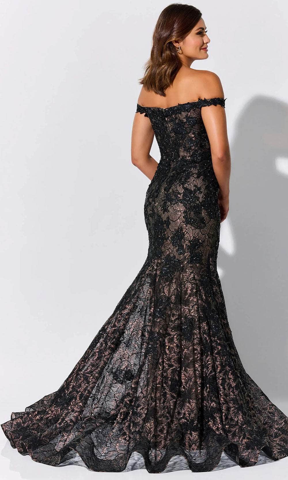 Sequin Embellished Lace Appliques Mother of the Bride Dress