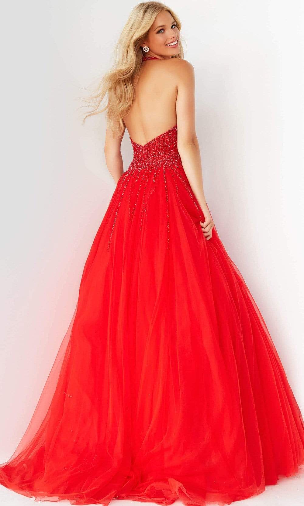 06598 Beaded Sleeveless Halter Ballgown