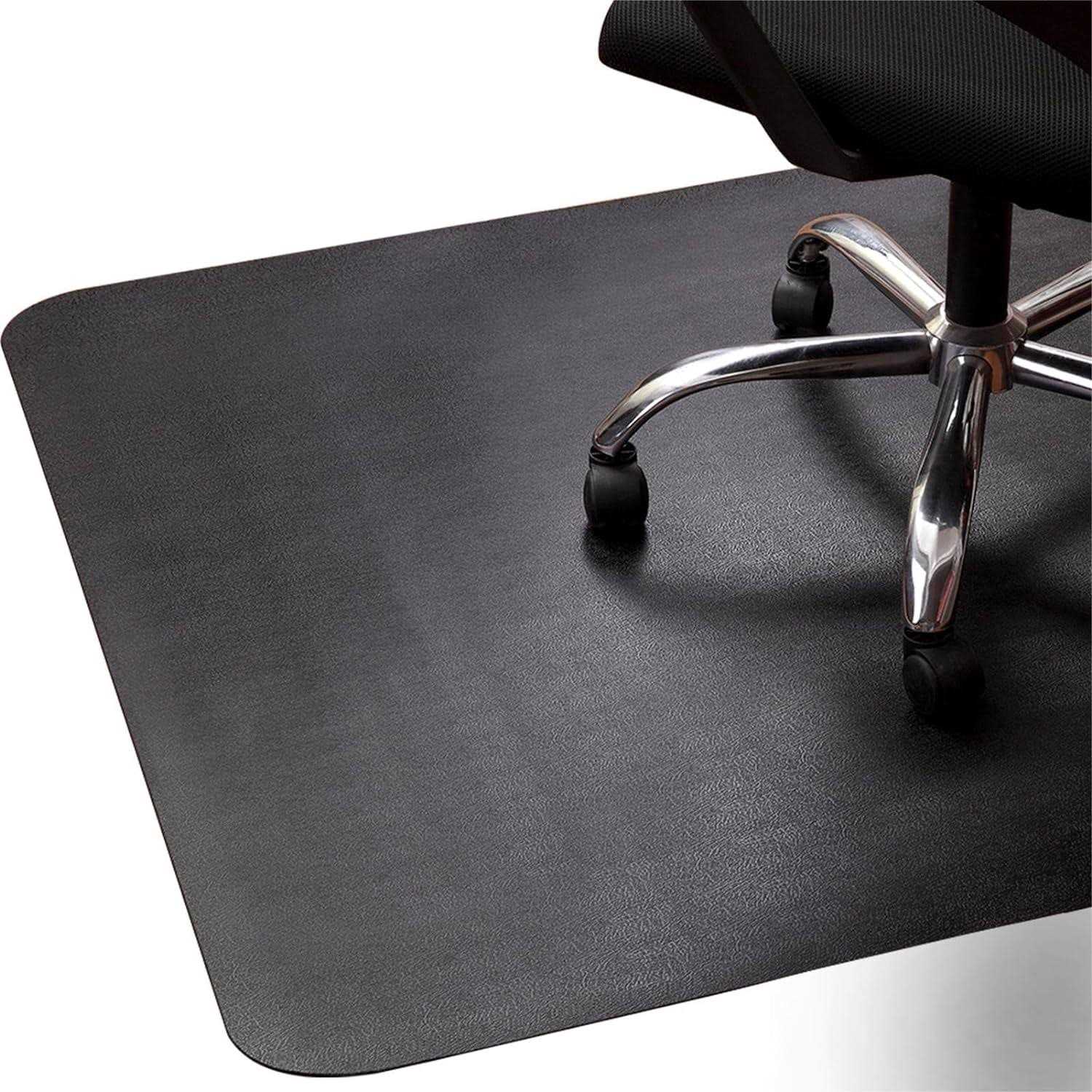 Lesonic Office Rolling Chair Mat for Hardwood and Tile Floor Black Anti-Slip Non-Curve