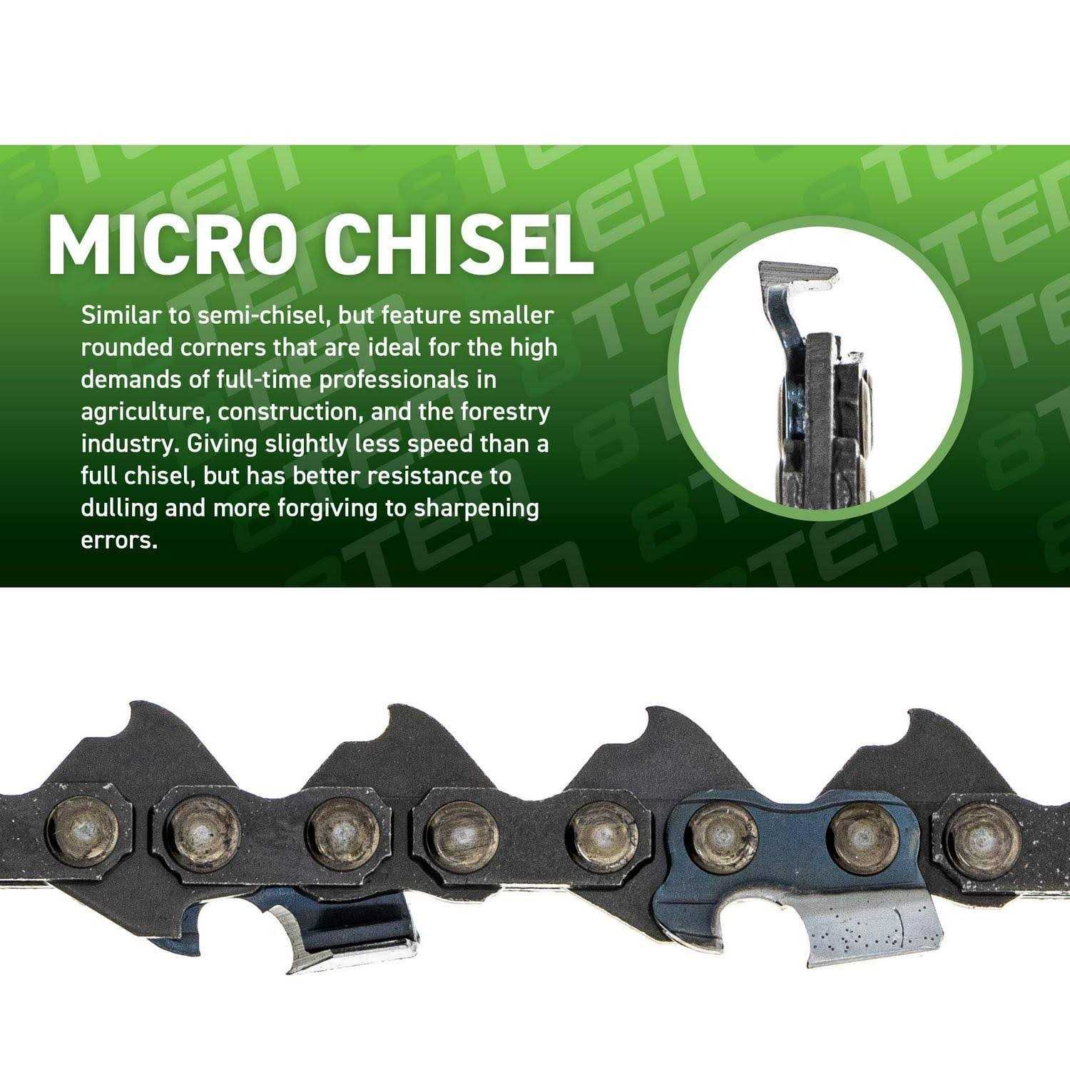 8TEN Micro Chisel Chainsaw Chain 12 Inch .043 1/4 64DL for Stihl 36700050064 HT 70 75 100 101 102 130