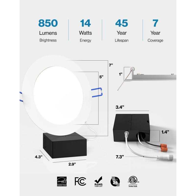 Sunco Lighting 12 Pack 6 Inch Slim LED Downlight with Junction Box