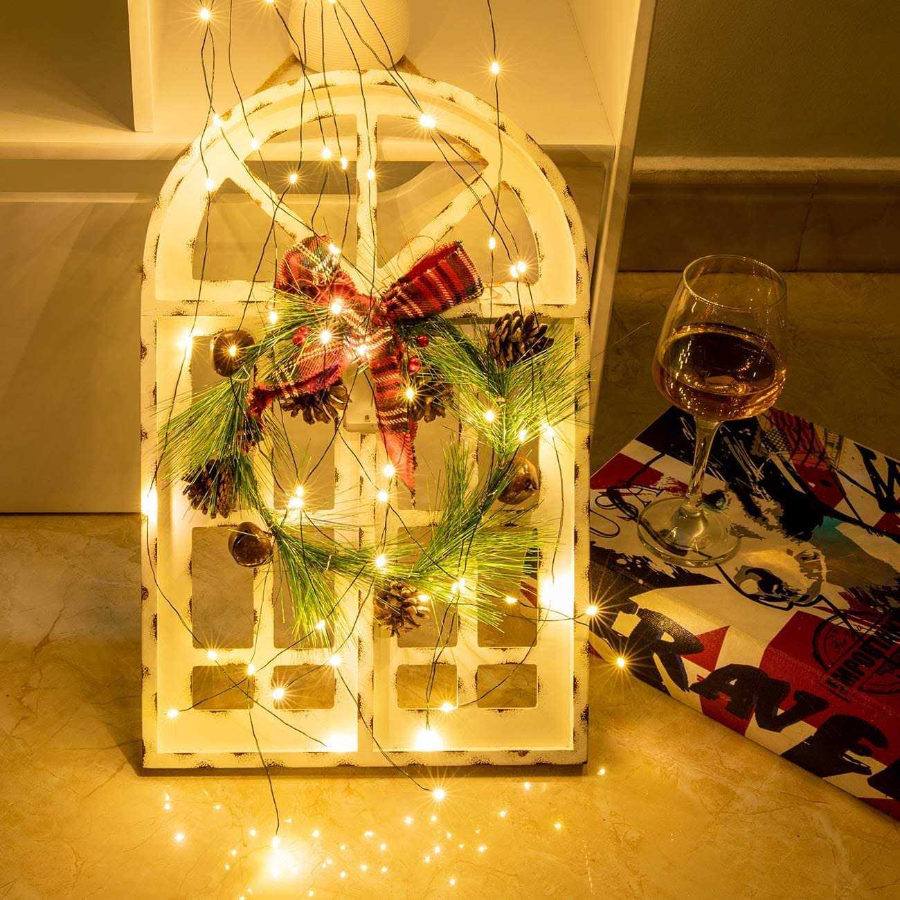 Awq 200 Led 6.6ftx10 Christmas Tree String Lights 8 Modes Led Fairy String Lights Usb Powered with Remote Control for Christmas Tree Wedding Party