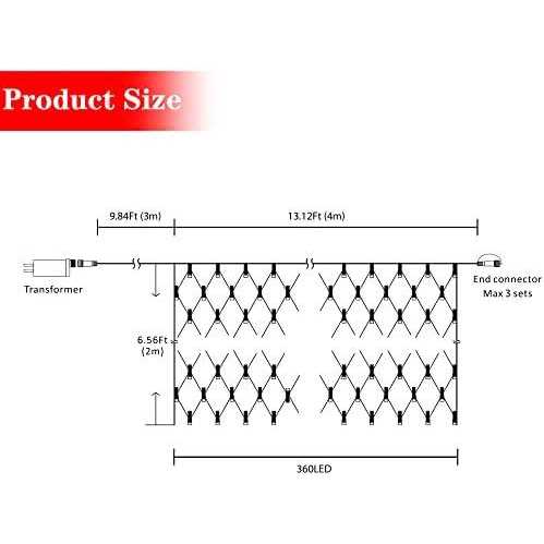 AWQ LED 6.6ft String Lights Net Mesh Lights Christmas Net Lights 8 Modes for Christmas Wedding Party Home Garden Lawn Bushes Bedroom