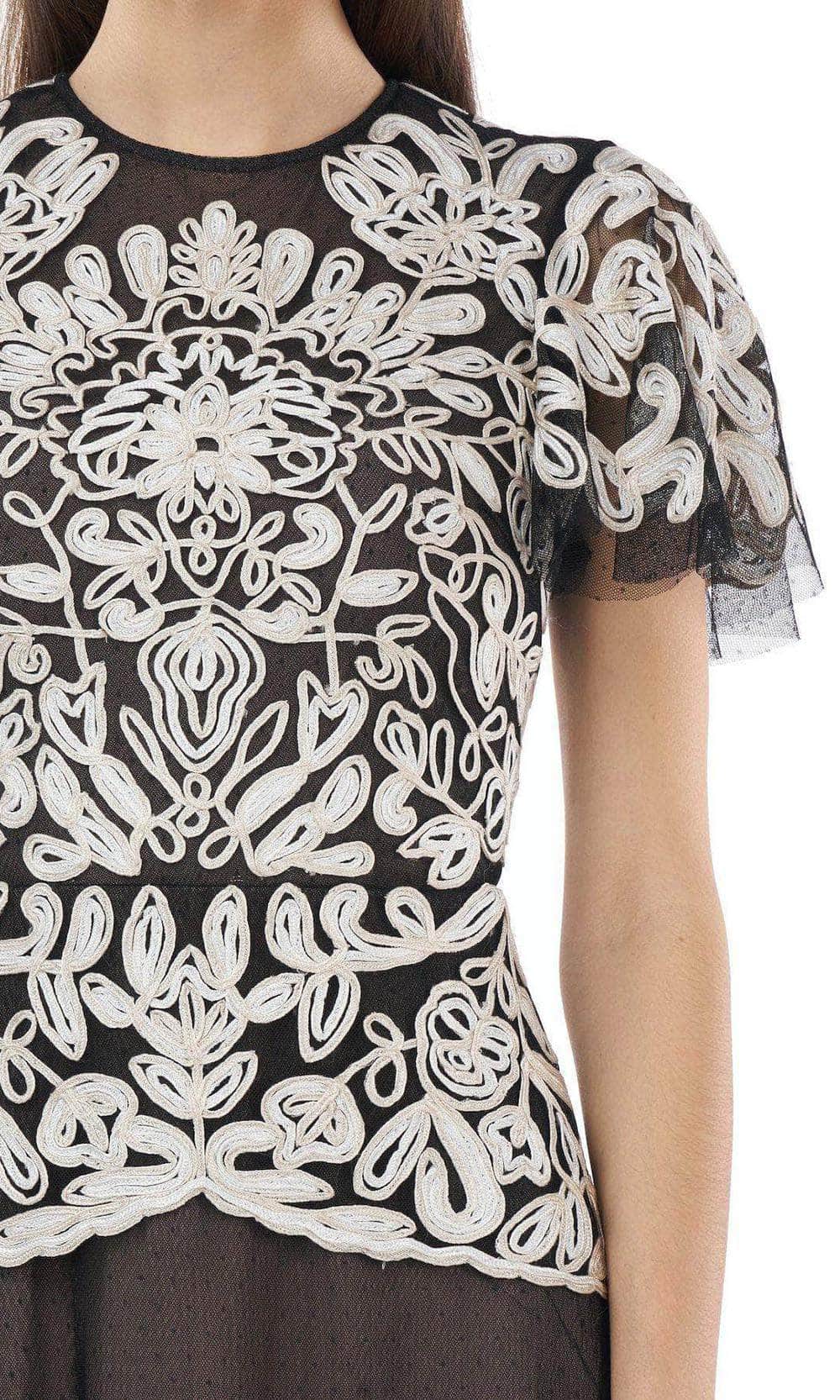 Short Sleeved Embellished Fully Lined Dress