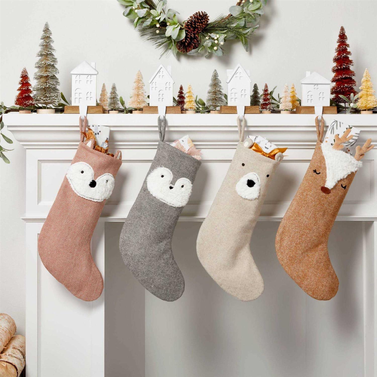 Wondershop 4ct Resin House with Faux Wood Base Christmas Stocking Holder White