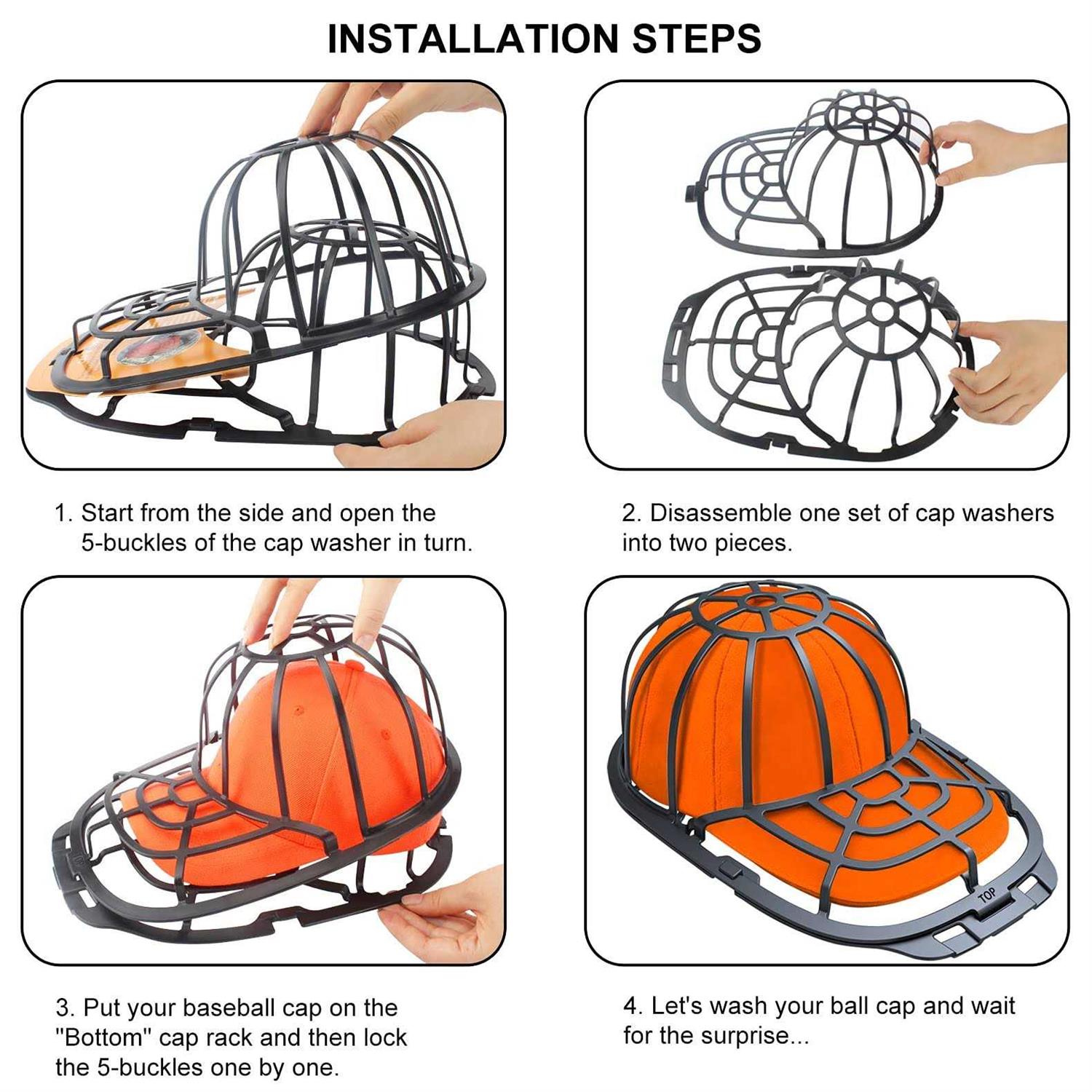 2 Pack Baseball Hat Washer Cleaning in the Dishwasher and Washing Machine, Cap Washing Protector Fit for Adult and Kid’s Ball Caps
