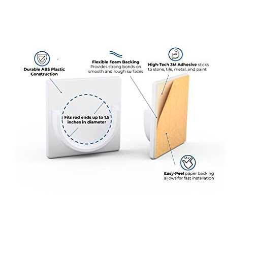 Adherion Adhesive Shower Curtain Rod Holder Rod Retainer No Drilling