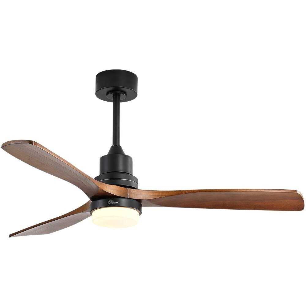 52 inch Indoor and Outdoor Downrod Solid Wood Ceiling Fan with Remote,Integrated Light Optional