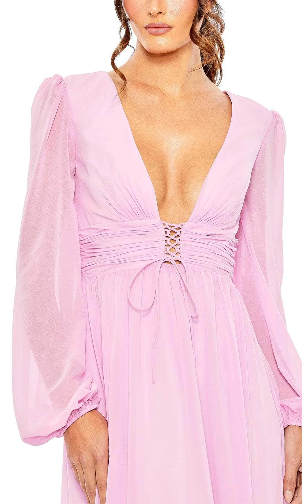 Plunging Lace Up Evening Dress