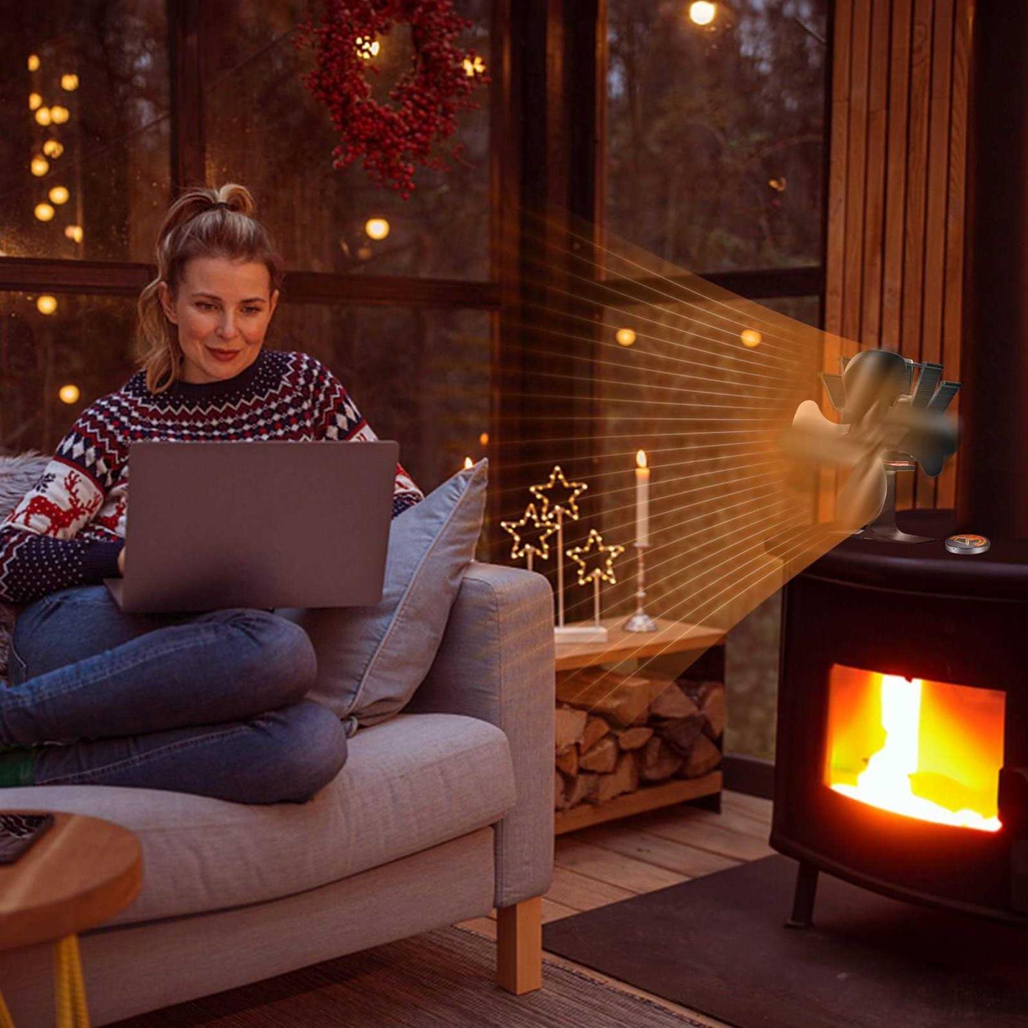 VEVOR Wood Stove Fan Heat Powered Quiet Fireplace Fans for Wood/Log Burner/Heater