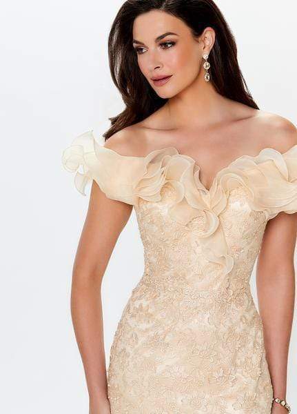 119931 Ruffled Off-Shoulder Gown