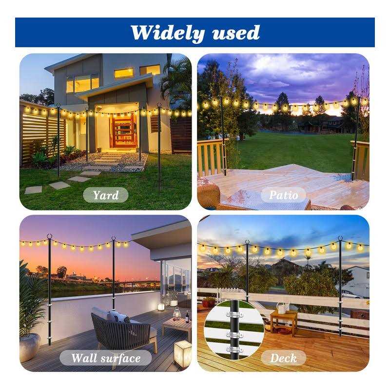 Beizelte 10FT String Light Poles 2 Pack,Metal Light Poles for Outside String Lights,with Fork,Hanging Light Poles for Patio,Backyard,Garden,Deck