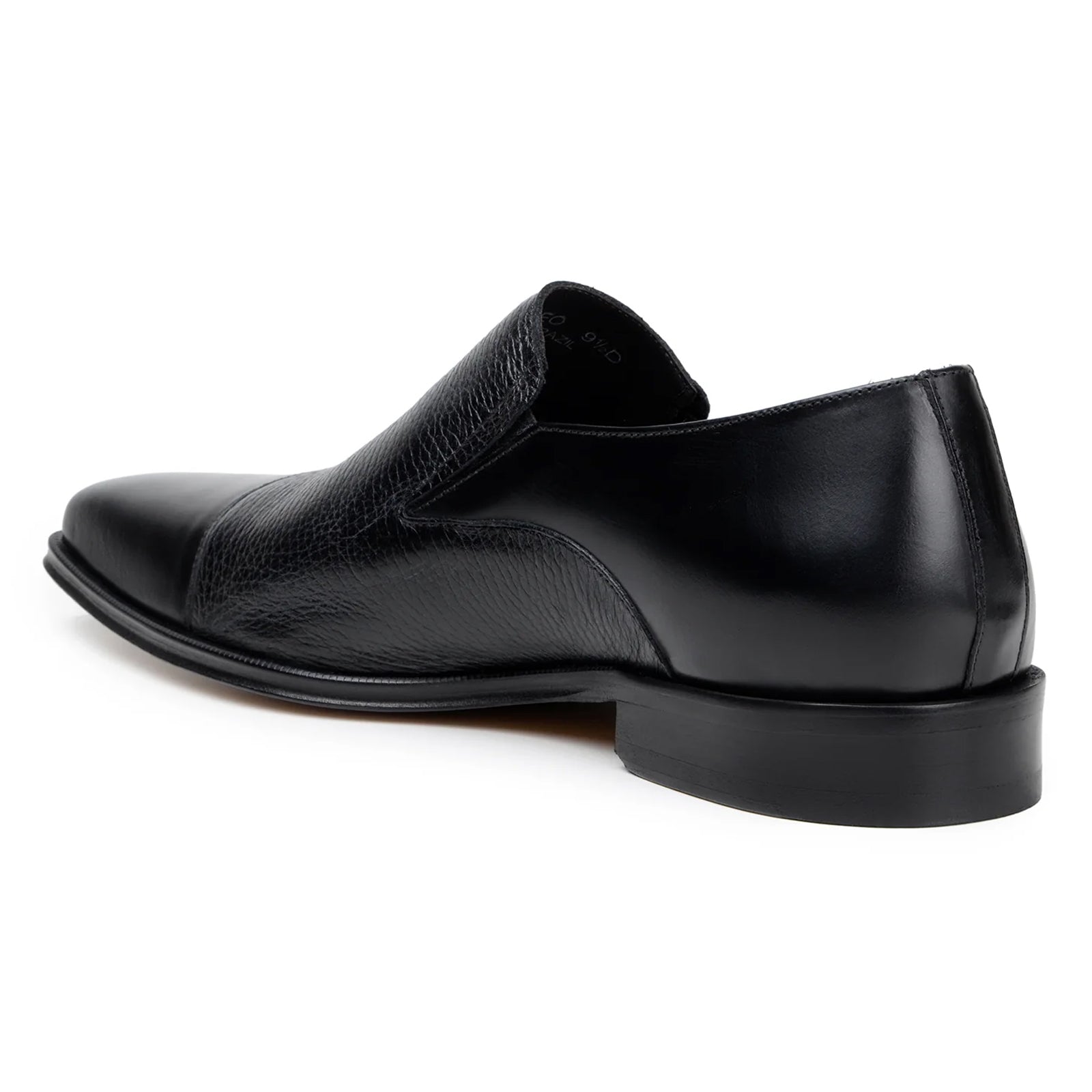 Men’s Belvedere Andreo Italian Deerskin & Nappa Leather Cap Toe Slip On Loafer in Black