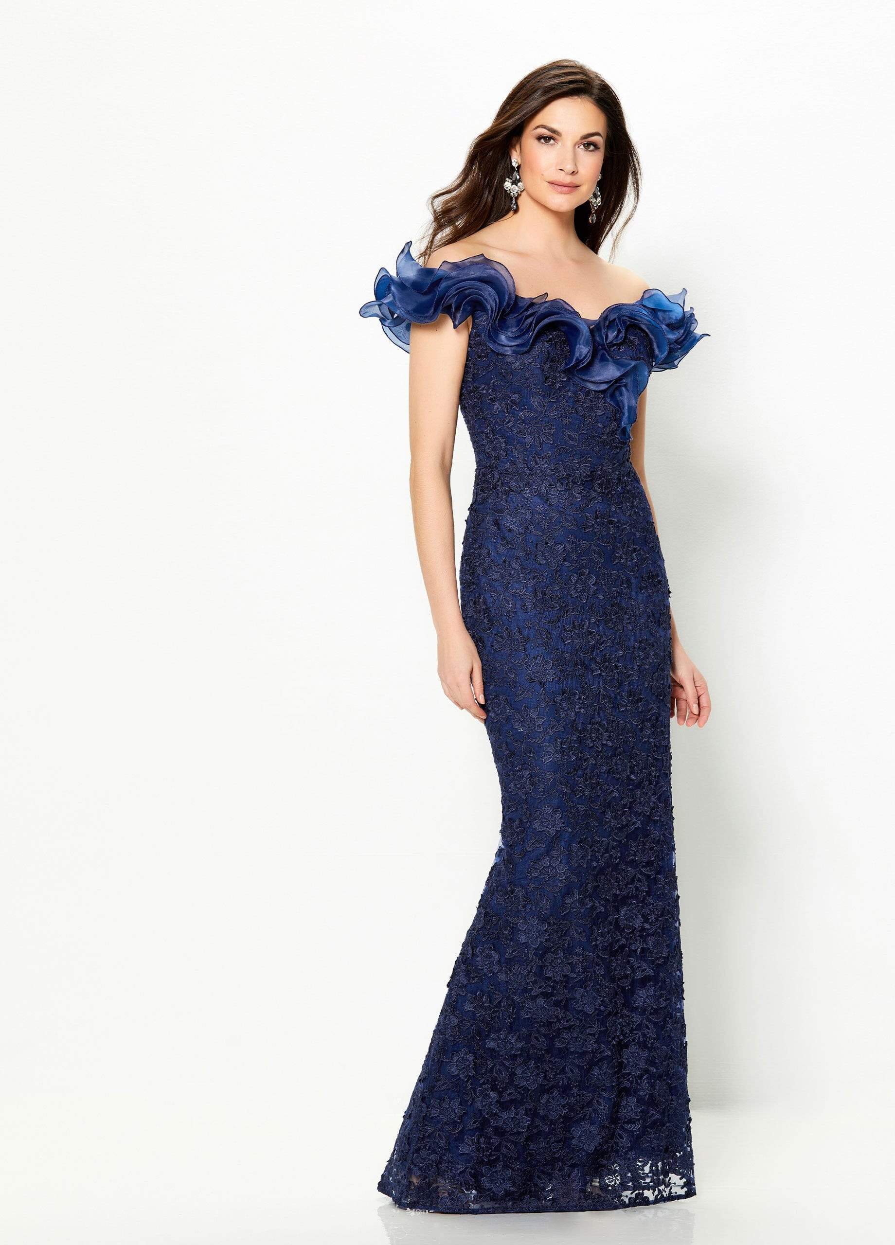 119931 Ruffled Off-Shoulder Gown