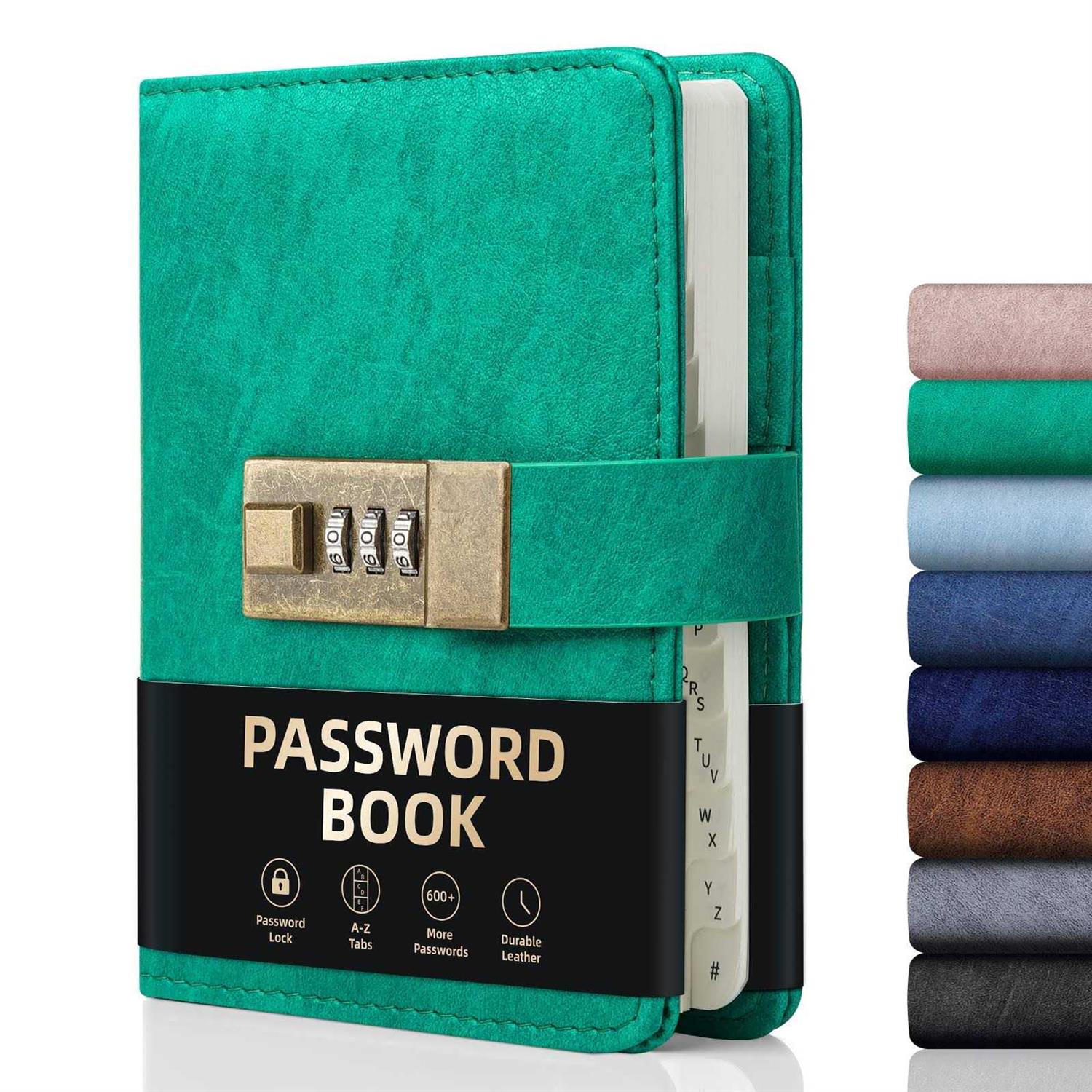 WEMATE Password Book with Lock Password Book with Alphabetical Tabs 600+ Password Spaces