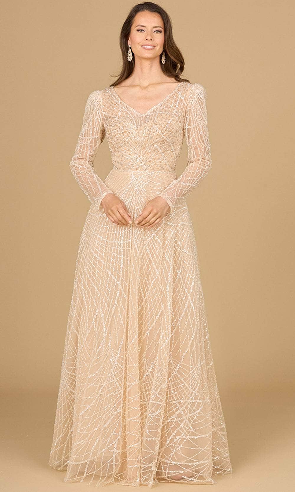 Long Sleeve V-Neck Mother of the Bride Gown