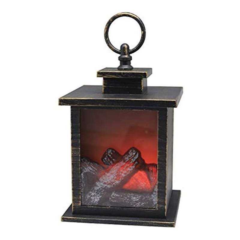 YAKii Rectangle Fireplace Lantern 6 Super Bright LEDs 6 Hours Timer Battery Operated