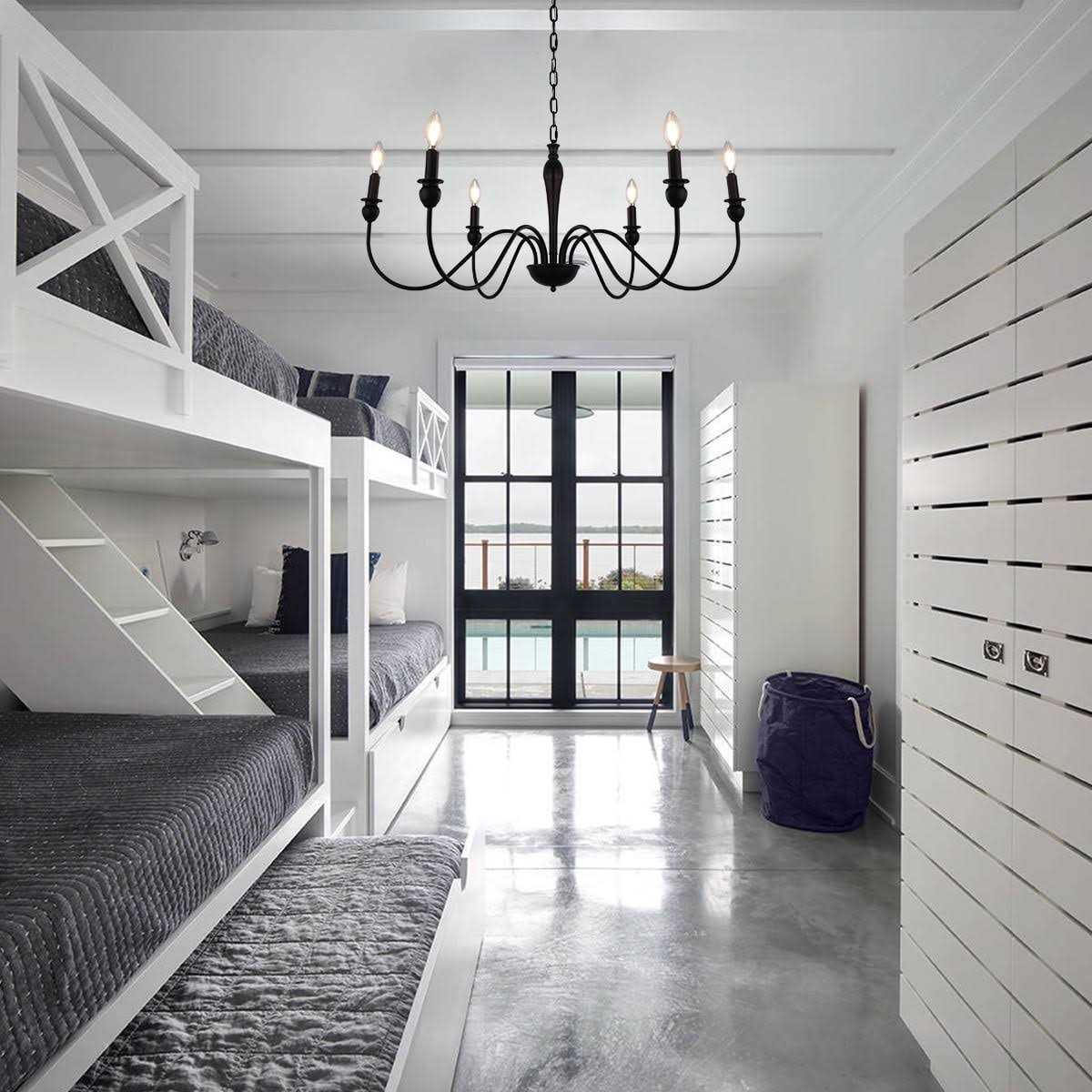 6-light Farmhouse Chandelier Industrial Iron Chandelier Lighting Classic Candle Ceiling Pendant light Fixture for Foyer