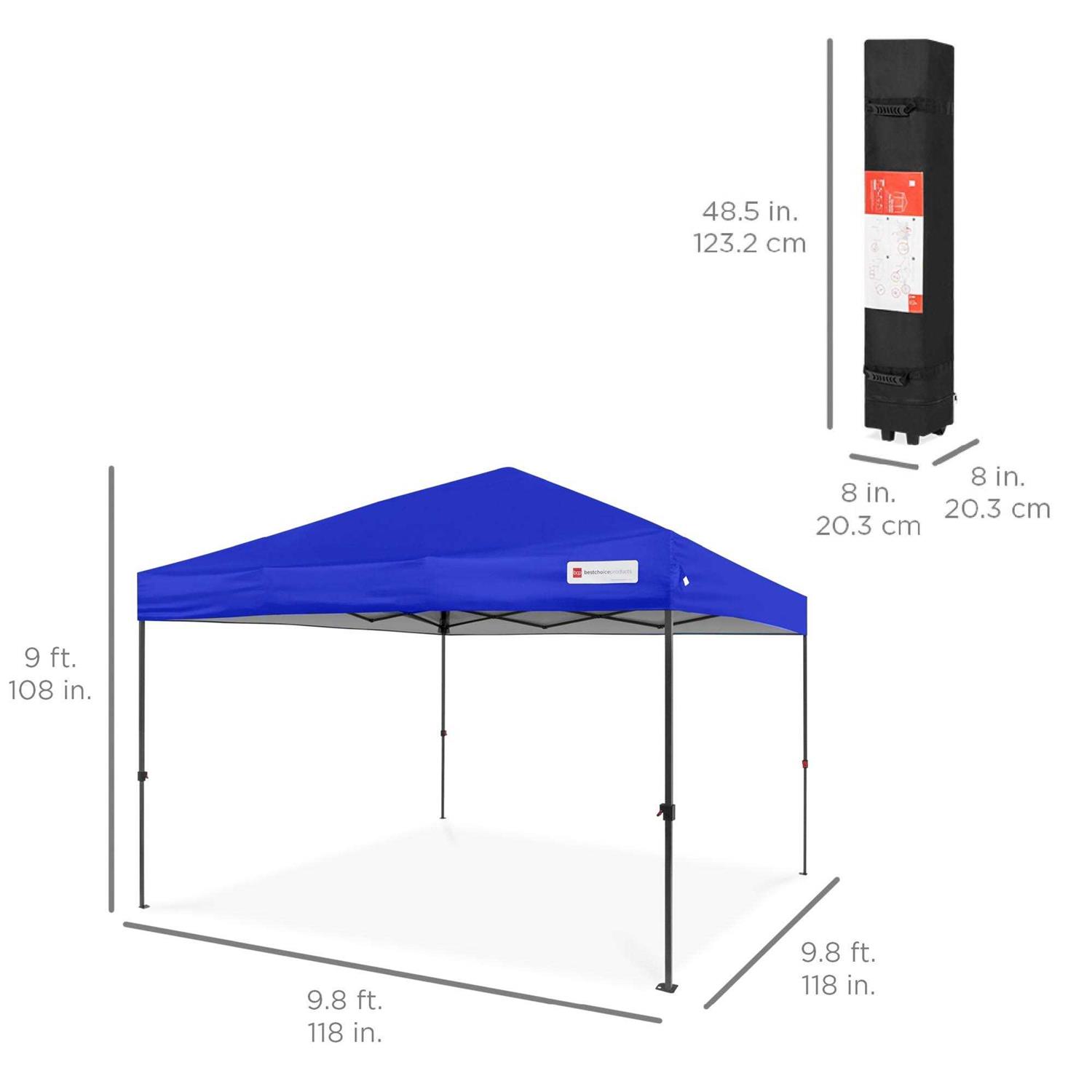 Best Choice Products 10x10ft Easy Setup Pop Up Canopy Instant Portable Tent w/ 1-Button PUSH