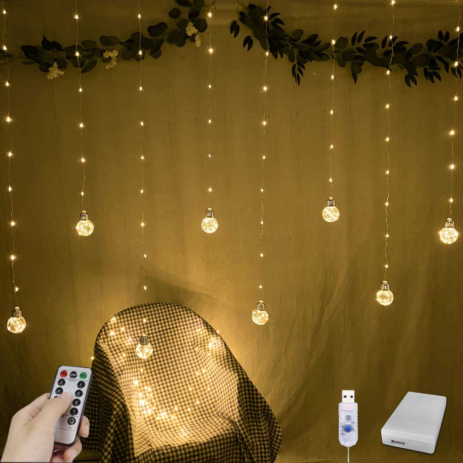 Yolight Wishing Ball Curtain Lights 200 LED Window Curtain Lights with Remote