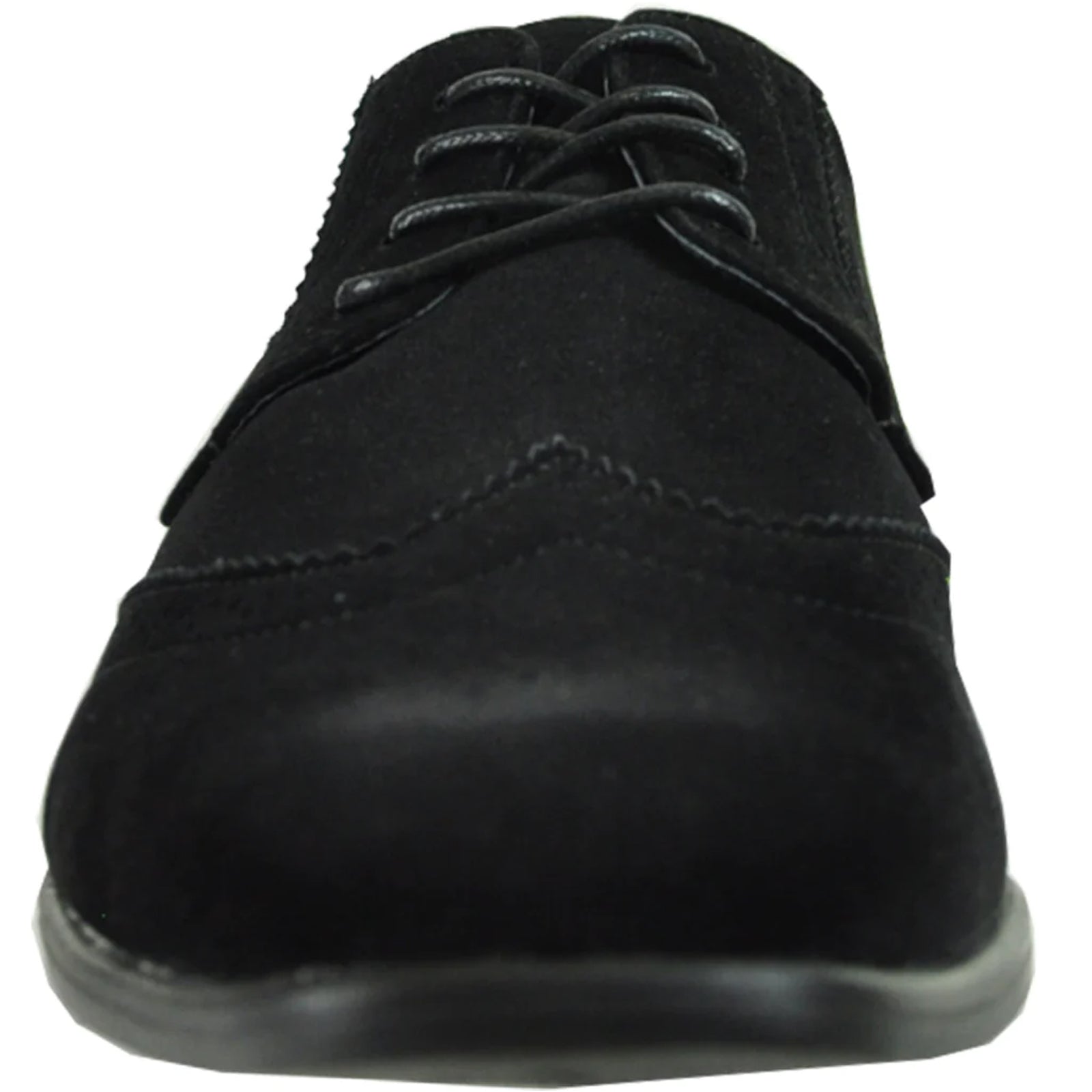 Mens Vegan Suede Wedding & Prom Wingtip Lace Up Dress Shoe in Black