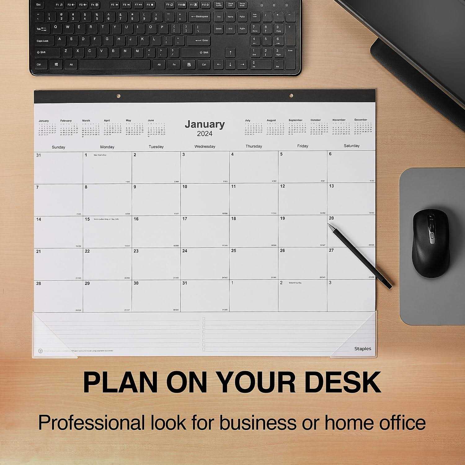 2024 Staples 22 x 17 Desk Pad Calendar ST58448-24