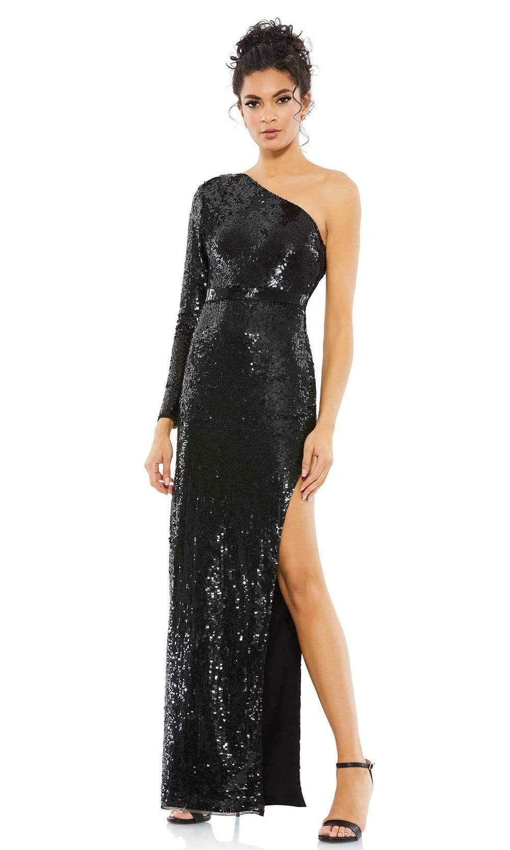 10788 Asymmetric Sequined Gown