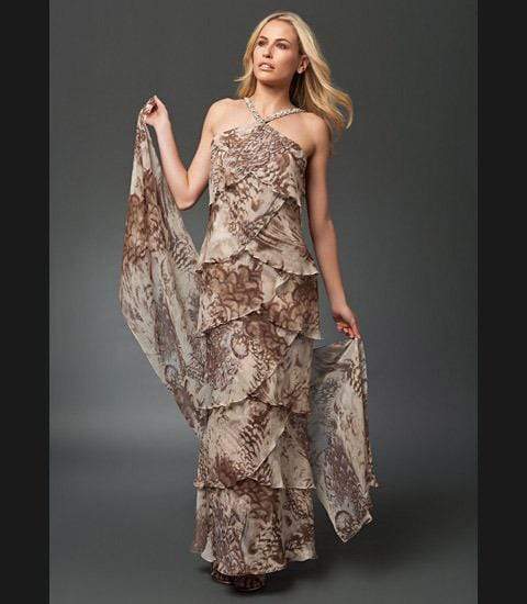 34512 Beaded Neck Layered Dress