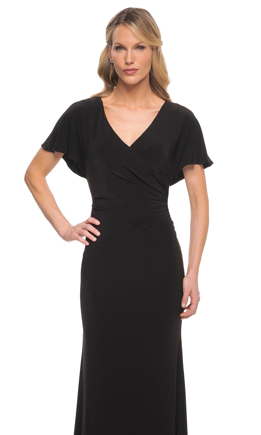 V-Neck Fitted Evening Dress