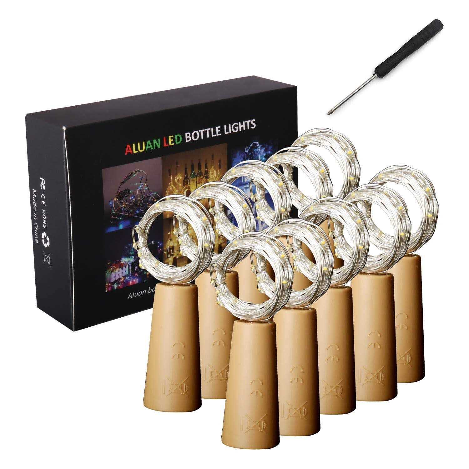Aluan Wine Bottle Lights with Cork 12led 10 Pack Bottle Lights Battery Cork Lights for Wine Party Wedding Christmas