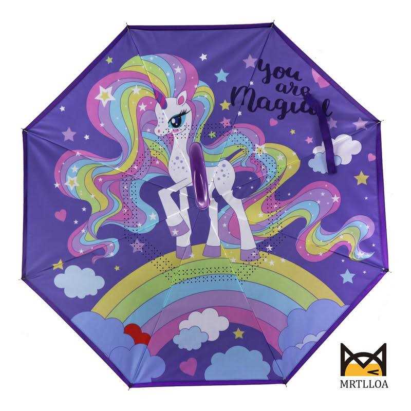 MRTLLOA 40 Inch Kids Windproof Inverted Reverse Umbrella with UV Protection, C-Shaped Handle Double Layer Stick Rain Umbrella for Boys and Girls