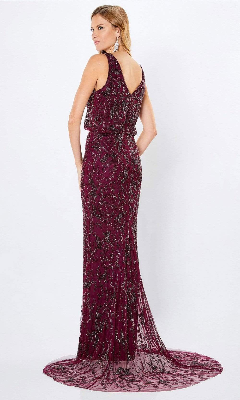 221966 Beaded Blouson Column Dress